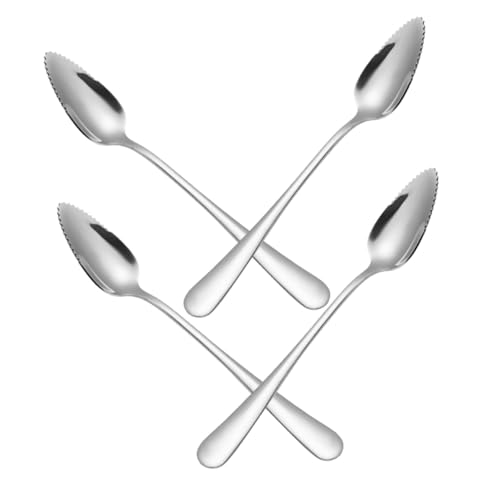 Supvox 4 Stück Teiliges Löffel Set aus Edelstahl mit Gezahnter Kante Sicher und Langlebig für Obstpüree Wie Apfel und Multifunktional für Babybrei und Beikost Zubehör von Supvox