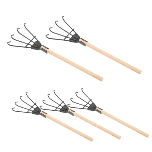 Supvox 5 Stück Sandkastenrechen Mini-Rechen für die Gartenarbeit Miniatur Rechen Kleiner Gartenrechen Sandausgleichsrechen Scarifying Rake Mini-Gartengeräte Gartenwerkzeug Bambus von Supvox
