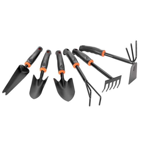 Supvox 6 Stück Teiliges Gartenwerkzeug Set mit Ergonomischem Kunststoffgriff rutschfest mit Aufhängeloch Inklusive Breiter Schaufel Doppelseiten Hacke und Rechen für Balkon und von Supvox