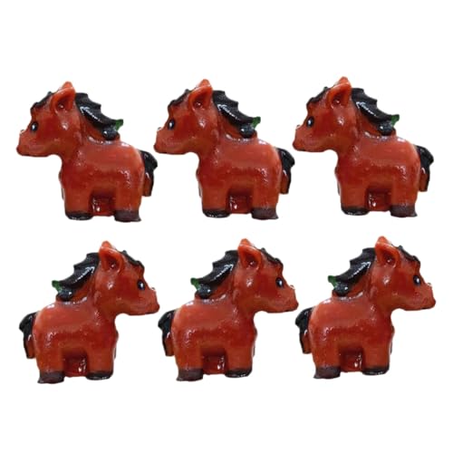 Supvox 6 Stück Teiliges Harz Miniatur Pferd Figuren Detailreiche Miniatur Dekoration für Micro Gärten Langlebige Harz Modelle in Braun Vielseitig Einsetzbar für Tisch Regal und von Supvox