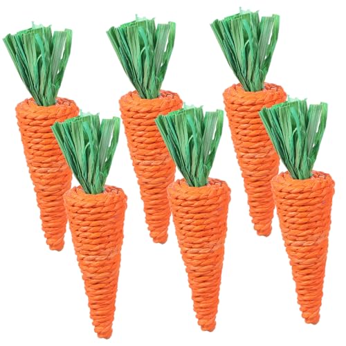 Supvox 6 Stück Teiliges Kauspielzeug für Haustiere Handgefertigte Karotten aus Natürlichem Material Langlebig und Sicher für Kaninchen Hamster und Zwergkaninchen zur Zahnreinigung und Supvox 6 Stück Teiliges Kauspielzeug für Haustiere Handgefertigte Karotten aus Natürlichem Material Langlebig und Sicher für Kaninchen Hamster und Zwergkaninchen zur Zahnreinigung und von Supvox