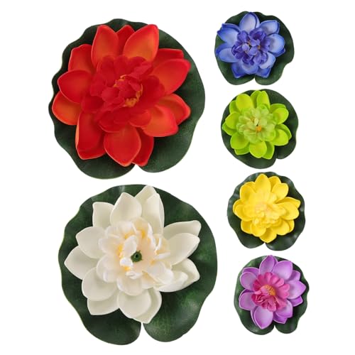 Supvox 6 Stück Künstliche Lotusblüte für Brunnen, Teich, schwimmende Pflanze, Tauchwasser, künstliche Seerose, künstliche Seerose, künstliche, Aquarium-Dekoration,Kunststoff von Supvox