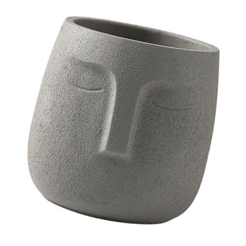 Supvox Abstrakter Blumentopf Gesicht Form mit Abflussloch Kreativer Übertopf für Zimmerpflanzen Mattgrauer Pflanzkübel für Innen und Außen Modernes Nordic Design Dekorativer Pflanzhalter von Supvox