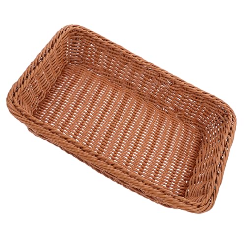 Supvox Brotkorb Rattankorb kunststoffkorb Plastikkorb Aufbewahrungskorb Haushaltskorb Snackkorb Deckel Körbe Würfel Verkäufer kleiner Weidenkorb canasta para pan pp Brown Wiederverwendbar von Supvox