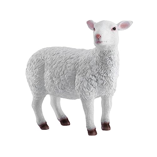 Supvox Dekorative Lichter Kinder Lamm Mutlon-Spielzeug großer Garten Ornament Modelle Gartenverzierung Simulation Schaf Tier Statue Geburtstagsgeschenk Cafe Kunsthandwerk Harz Weiß von Supvox