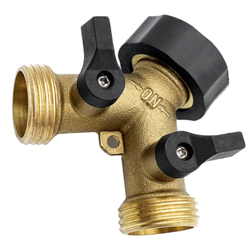 Supvox Dual Garten Schlauchverteiler Y Adapter Id Abs Vernickelter Kupfer Wasserhahn Verteiler mit Absperrventilen Kompatibel mit Meisten Gartenschläuchen für Bewässerung und von Supvox