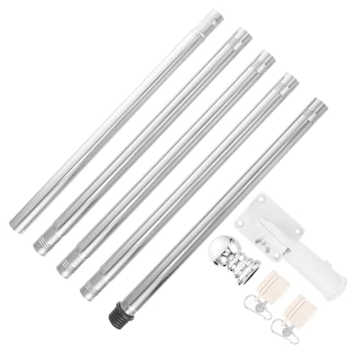 Supvox Edelstahl Fahnenmast Set Teilig Drehbar Stabiles Outdoor Fahnenmast Kit mit Verstellbarem Halter Wetterfest Inklusive Weißem Sockel für Garten und Hausgebrauch von Supvox