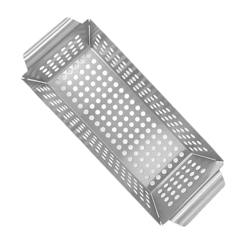 Supvox Edelstahl Grillkorb mit Doppelgriffen Hitzebeständiges BBQ Tablett Großer Grillkorb für Gemüse Fleisch Fisch Spülmaschinenfest für Camping und Garten von Supvox
