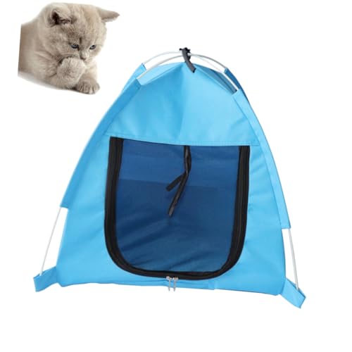 Supvox Faltbares Haustierzelt für Hunde und Katzen Atmungsaktives Tragbares Outdoor Bett mit Moskitonetz Blau Ausruhen Abnehmbar und Waschbar für Sommer Geeignet von Supvox