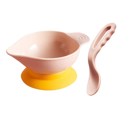 Supvox Flexibler Schüssel mit Saugnapf Teilig Frei Rutschfest für Kleinkinder Ab Monaten Spülmaschinenfest für Beikost und Selbstständiges Essen Ergonomischem Löffel in Rosa von Supvox