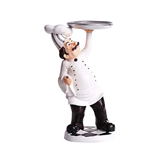 Supvox Französischer Koch Figur Koch Koch Sammlerstück für Theke Restaurant Café Bäckerei Hotel Tisch Herzstück Geschenk für Weihnachten (Tablett halten) von Supvox