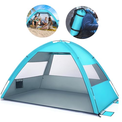 Supvox Großes Faltbares Strandzelt UV Schutz UPF Leichtes Reisezelt mit Belüftung und Sandbeuteln für Personen Tragbares Familien Camping Sonnenschutz Zelt in Hellblau Supvox Großes Faltbares Strandzelt UV Schutz UPF Leichtes Reisezelt mit Belüftung und Sandbeuteln für Personen Tragbares Familien Camping Sonnenschutz Zelt in Hellblau von Supvox