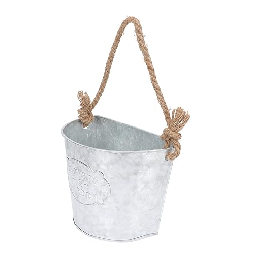 Supvox Halbrunder Blumentopf Zum Aufhängen An Der Wand Geländer Hängender Blumentopf Blumenhalter Aus Eisen Vintage Blumentopf Innenblumentopf Hanfseil Silver von Supvox