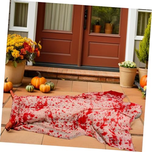 Supvox Halloween Deko Outdoor Soundaktivierte Leiche mit Led-Augen Blutige Stoffdecke Robustes Material Leichte Tragbare Halloween Requisite für Garten und Spukhaus Party von Supvox