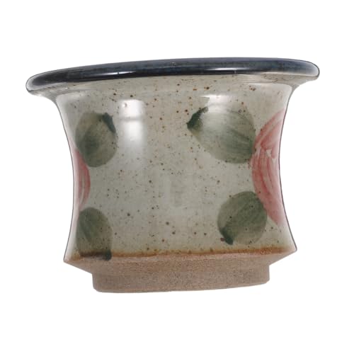 Supvox Handbemalter Vintage Keramik Blumentopf mit Rosenmotiv Kleiner Retro Blumentopf mit Abfluss Eleganter Übertopf für Sukkulenten für Innenräume Balkon Stilvolle Raumdekoration von Supvox