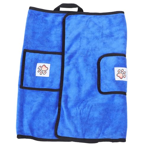 Supvox Hundebademantel aus Saugfähigem Mikrofaser Handtuch mit Handtaschen Mittlere Schnelltrocknend Flauschiges Haustier Badetuch mit Pfotenmotiv zum Trocknen von Hunden Baden von Supvox