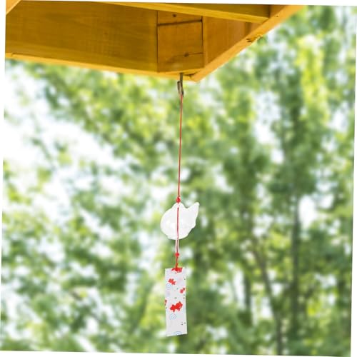 Supvox Japanisches Windspiel aus Leichtem Glas Handbemalt mit Goldfisch Motiv Wetterfestes Windspiel für Balkon Garten und Terrasse Dekoratives Hängeornament für Drinnen und Draußen von Supvox