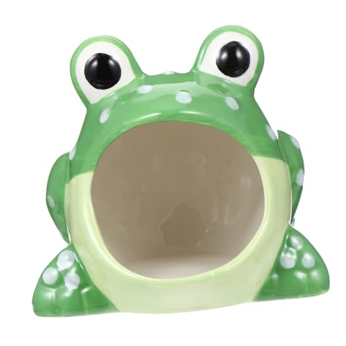 Supvox Keramik Haustierversteck Frosch Form Kleintier Höhle Hamsterhaus Keramikversteck Waschbar Für Hamster und Kleine Tiere Schlafhöhle und Käfigdeko von Supvox