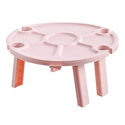 Supvox Klappbarer Kleiner Runder Picknicktisch mit Weinglashalter Leichter Outdoor Tisch aus Kunststoff Stabiler Tisch für Garten Camping Strand und Picknick Wiederverwendbar von Supvox