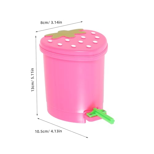 Supvox Mini Tischmülleimer mit Deckel aus Abs Platzsparend Tragbar Erdbeer Design Vielseitig als Schreibtischabfalleimer und Papageienspielzeug Geeignet für Büro Schlafzimmer Küche von Supvox