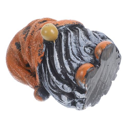 Supvox Miniatur Gartenzwerg Figur Resin Gnom Deko Weihnachtsfigur Orange Bogenmütze Niedliche Gartenfigur Innen Außen Dekoration Geschenkidee von Supvox