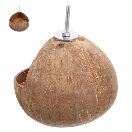 Supvox Naturnahes Kokosnussschalen Vogelhaus für Papageien und Kleinvögel Robustes Sicheres Nistkasten zubehör Vielseitig Verwendbar als Vogel Hamsterhaus Einfach zu Montieren Dekorativ von Supvox