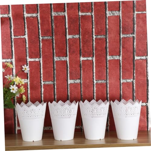 Supvox 4 Stücke Kunststoff Krone Blumentopf Größe Weiß Blumentopf Für Wohnkultur Vase Katze Topf von Supvox