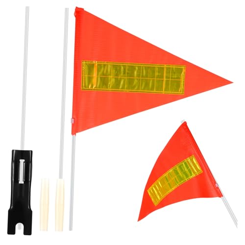 Supvox Reflektierende Fahrradflagge mit Weißer Teiliger Stange und Metallhalterung Robuste PVC Sicherheitsfahne für Fahrräder Bikes Kinderroller Hohe Sichtbarkeit bei Dämmerung und von Supvox