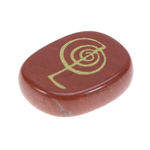Supvox Ovaler Roter Jaspis Palmstein Mit Handgravierten Chakra-symbolen Für Meditation Glatter Heilstein Für Energiearbeit Und Ritual Perfektes Und Sammlerstück von Supvox