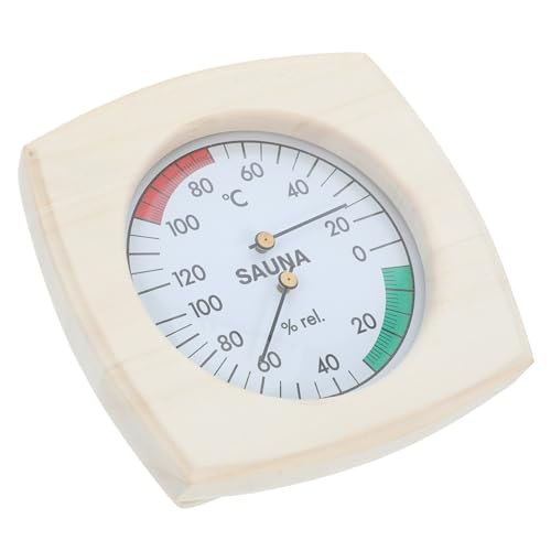 Supvox Sauna Thermometer Hygrometer Analoges Feuchtigkeits und Temperaturmessgerät Einfache für Saunaräume Stilvolles Holzdesign von Supvox