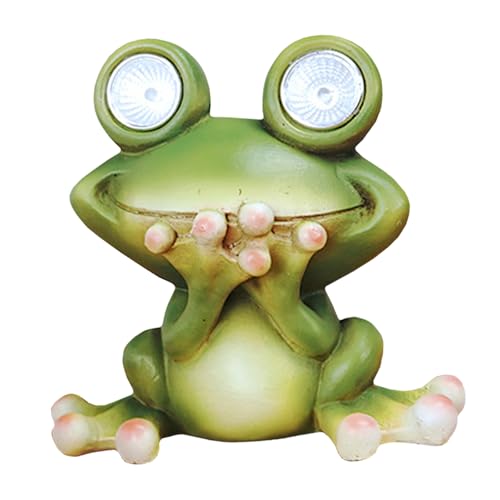 Supvox Solarbetriebene Frosch Gartenfigur aus Resin mit LED nachtlicht Wetterfestes Solar Gartendekor für Terrasse Energiesparende Solarleuchte Kompakt und Langlebig Dekoratives von Supvox
