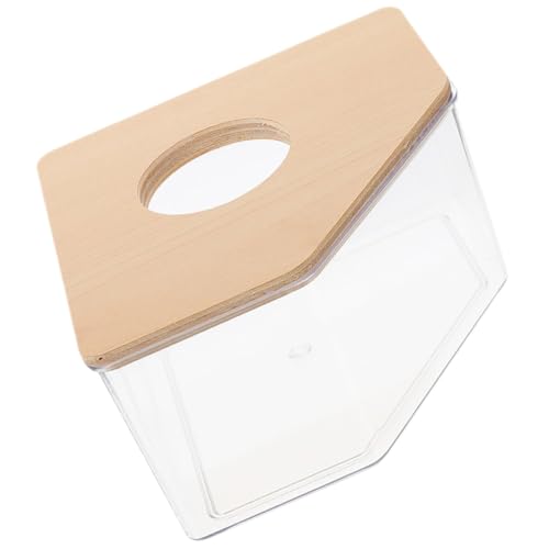 Supvox Transparente Hamster Sandbadewanne mit Holzdeckel Großes Sandbad Schälchen für Kleintiere Wie Meerschweinchen und Rennmäuse Pflegeleichtes Sandbad für Kleine Haustiere von Supvox