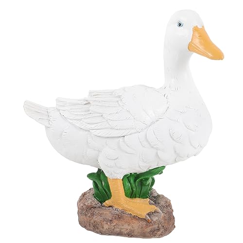 Supvox Wetterfeste Gartenfigur Weiße Ente aus Polyresin Realistische Teichdekoration Kleine Outdoor Deko für Gartenteiche und Wasserlandschaften Detailgetreues Lebensechtes Design von Supvox