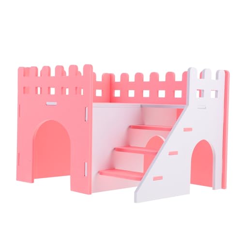 Supvox Zweistöckiges Hamsterhaus mit Rampe Multifunktionales Versteck und Spielplatz für Kleine Nagetiere Leicht zu Reinigen Geeignet für Mehrere Hamster und Meerschweinchen Rosa von Supvox