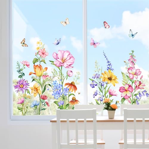 Supzone Fensteraufkleber Wildblumen Fensterbilder Frühling Sommer Schmetterling Blumen Statisch Haftende Fenstersticker Selbstklebend Fensterfolie Glastüren Fensterdeko Aufkleber Supzone Fensteraufkleber Wildblumen Fensterbilder Frühling Sommer Schmetterling Blumen Statisch Haftende Fenstersticker Selbstklebend Fensterfolie Glastüren Fensterdeko Aufkleber von Supzone