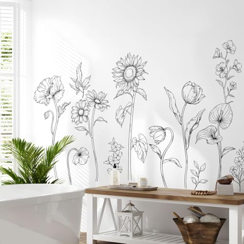 Supzone Wandtattoo Große schwarze und weiße Blume Wandaufkleber Einfache minimalistische Gartenblume Wandsticker für Wohnzimmer Schlafzimmer Sofa TV Hintergrund Wanddeko Supzone Wandtattoo Große schwarze und weiße Blume Wandaufkleber Einfache minimalistische Gartenblume Wandsticker für Wohnzimmer Schlafzimmer Sofa TV Hintergrund Wanddeko von Supzone
