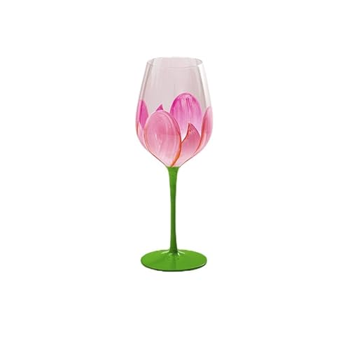 SurLaZ Bemaltes Weinglas Mit Bunten Blumen, Handgefertigtes Buntglas-Neuheitsweinglas, Geburtstag, Hochzeit, Valentinstagsgeschenk (O) von SurLaZ