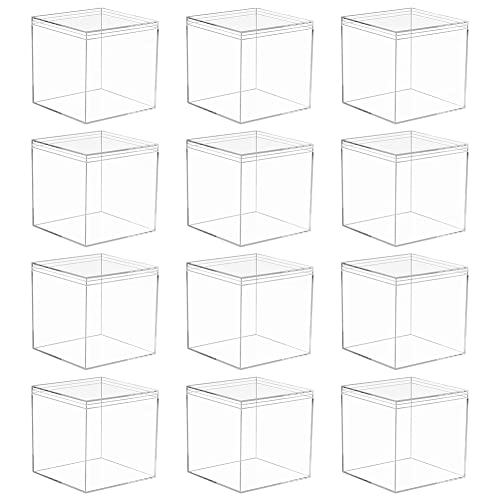 12 Stück Kunststoff Geschenkbox Transparent,Kleine Klare Schokoladen Süßigkeiten Box, Transparente Snacks Box,Gastgeschenk fur Schmuck Speicher Display, Hochzeit, Valentinstag,7.5x7.5x7.5cm von Surakey