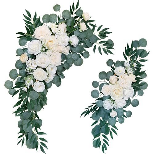 2 Stück Pfingstrosen-Girlande Bogen, Hochzeitsbogen Blumen-Set, künstliche Rosen Girlande, Seidenblumen Girlande Gefälschte Kunstblumen für Hochzeit, Tischdekoration, Bogen, Blumen, Dekoration von Surakey