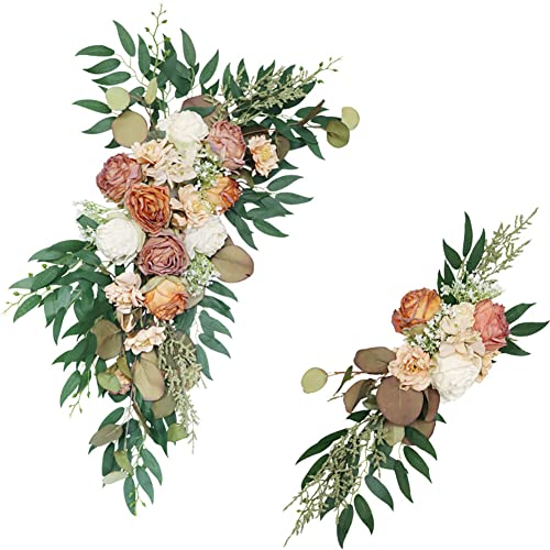 2 Stück Pfingstrosen-Girlande Bogen, Hochzeitsbogen Blumen-Set, künstliche Rosen Girlande, Seidenblumen Girlande Gefälschte Kunstblumen für Hochzeit, Tischdekoration, Bogen, Blumen, Dekoration von Surakey