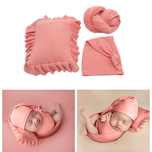 3 Stück Baby Neugeborenen Foto Requisiten Wraps & Baby Hut & Kissen-Set,DIY Baby Fotografie Requisiten Wraps & Hut,Newborn Baby Wrap Decke + Baby Kostüm Hut Headwrap Fotoshooting für 0-6 Monate Baby von Surakey