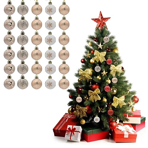 30er Set Weihnachtskugeln,4cm Christbaumkugeln Christbaumschmuck Kugeln Kunststoff Matt Glänzend Weihnachtskugeln Weihnachtsdeko Set Plastik Bruchsicher Weihnachten Hängende Kugel Weihnachtsbaum Deko von Surakey