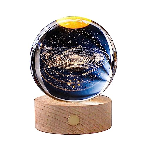 3D Kristallkugel Nachtlicht,LED Ball Lampe,8cm Mond Kristallkugel mit Ständer,USB Touch Nachtlampe Wal Saturn Astronaut Sonnensystem Nachtlicht Lampe Geburtstags Weihnachts Geschenk für Jungen Mädchen von Surakey