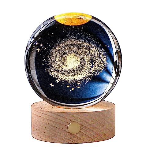 3D Kristallkugel Nachtlicht,LED Ball Lampe,8cm Mond Kristallkugel mit Ständer,USB Touch Nachtlampe Wal Saturn Astronaut Sonnensystem Nachtlicht Lampe Geburtstags Weihnachts Geschenk für Jungen Mädchen von Surakey