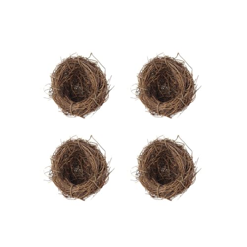 4 Stück Rattan Ostern Vogelnest Deko, 6cm Künstliches Vogel Nest Festival Ostern Deko Handgemacht Vögelnest Rattan Birdhäuser Natürliche Taube Nest ,Ostereier Basteln Deko für Garten Ostern Deko von Surakey