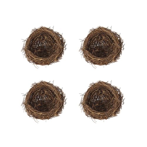 4 Stück Rattan Ostern Vogelnest Deko, 8cm Künstliches Vogel Nest Festival Ostern Deko Handgemacht Vögelnest Rattan Birdhäuser Natürliche Taube Nest ,Ostereier Basteln Deko für Garten Ostern Deko von Surakey