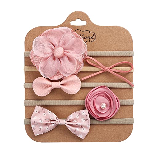 5 Stück Baby Stirnbänder Kinder Haarband mit Schleife Kopfbedeckung Baby Mädchen Nylon Blumen Stirnband Neugeborene Kleinkinder Haarbänder und Bögen Kinder Party Hochzeit Fotografie Haarschmuck von Surakey