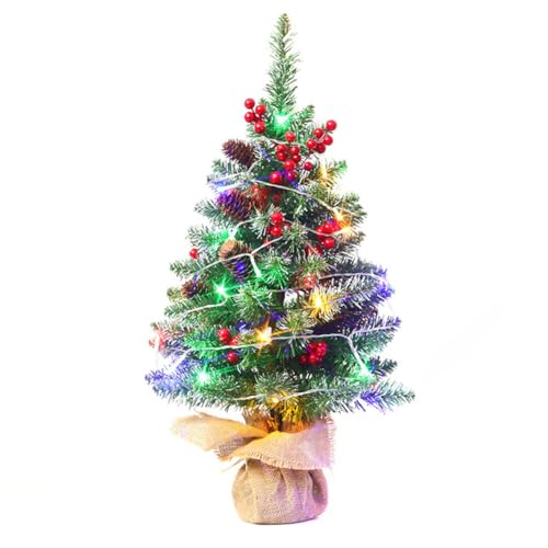 60cm Mini Weihnachtsbaum mit LEDs,Künstlicher Weihnachtsbaum Klein Mit Beleuchtung Tannenbaum Christbaum mit Kiefernzapfen DIY Tannenbaum Tisch Weihnachtsbaum für Weihnachtsdek Tischdeko Schaufenster von Surakey