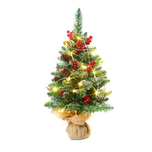 60cm Mini Weihnachtsbaum mit LEDs,Künstlicher Weihnachtsbaum Klein Mit Beleuchtung Tannenbaum Christbaum mit Kiefernzapfen DIY Tannenbaum Tisch Weihnachtsbaum für Weihnachtsdek Tischdeko Schaufenster von Surakey