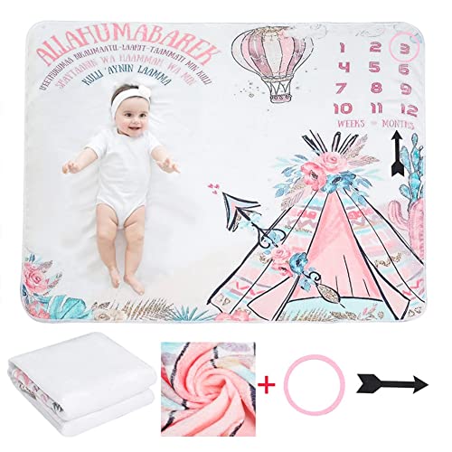 Baby Meilenstein Decke Monatsdecke Baby Junge & Mädchen Fotodecke, Weich Fleece Babydecke Baby Monats Decke Personalisiertes Baby Party-Geschenk Motiv Mond & Sterne Fotografie Hintergrund,75 * 100CM von Surakey